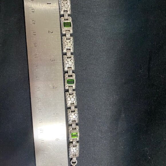 Sarda STERLING SILVER WATERMARK & CHAINLINK CHROME DIOPSIDE LINK BRACELET - Picture 1 of 4
